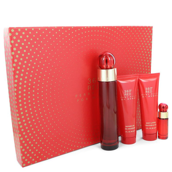 Perry Ellis 360 Red Gift Set  3.4 oz Eau De Parfum Spray + 3 oz Body Lotion + 3 oz Shower Gel + .25 oz Mini EDP Spray For Women by Perry Ellis