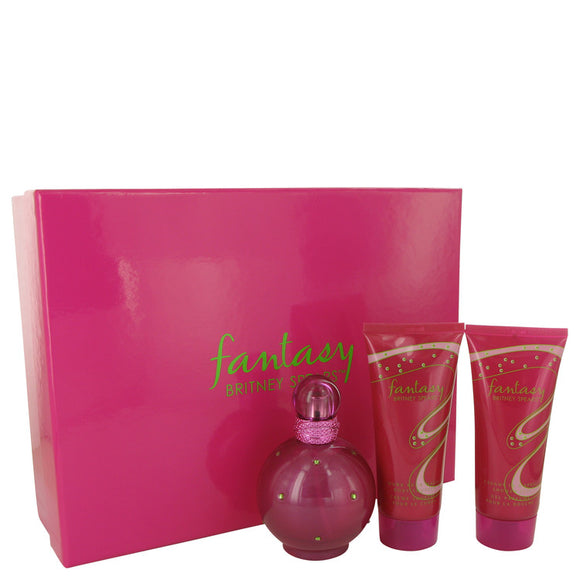 Fantasy Gift Set  3.3 oz Eau De Parfum Spray + 3.3 oz Body Souffle + 3.3 oz Shower Gel For Women by Britney Spears