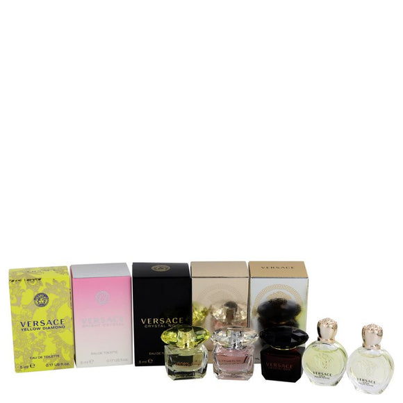 Bright Crystal Gift Set  Miniature Collection Includes Yellow Diamond, Bright Crystal, Crystal Noir, Eros EDP and Eros EDT For Women by Versace