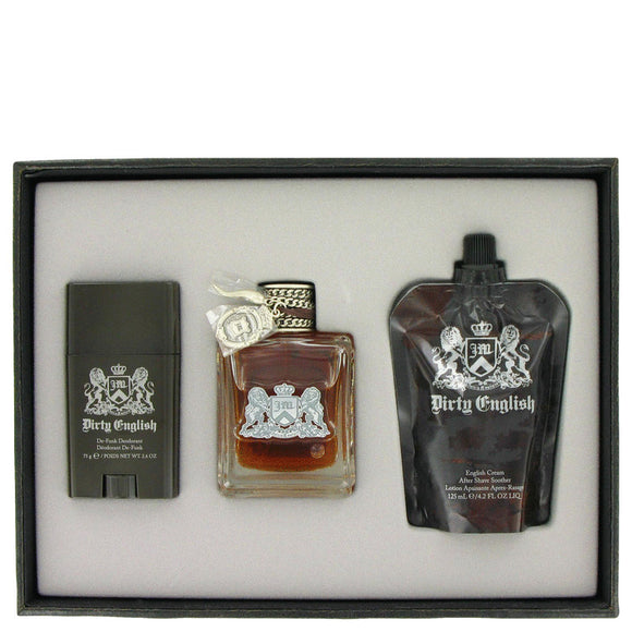 Dirty English Gift Set  3.4 oz Eau De Toilette Spray + 4.2 oz After Shave Soother + 2.6 oz Deodorant Stick For Men by Juicy Couture