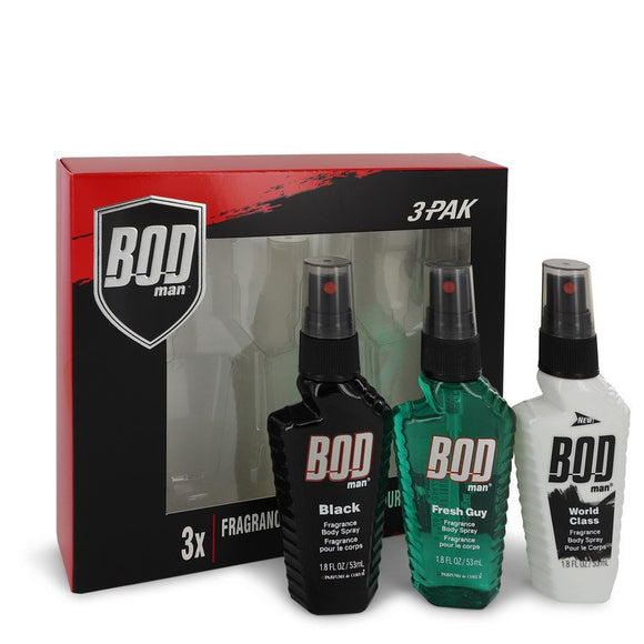 Bod Man Black 0.00 oz Gift Set  Bod Man Set Includes Fresh Guy, Black and World Class all in 1.5 oz Body Sprays For Men by Parfums De Coeur