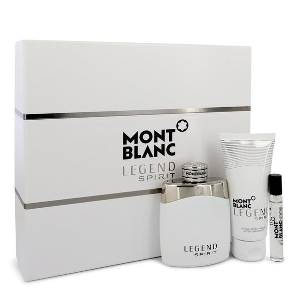 Montblanc Legend Spirit Gift Set  3.3 oz Eau De Toilette Spray + 0.25 oz Mini EDT Spray + 3.3 oz Aftershave Balm For Men by Mont Blanc