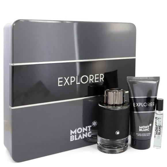 Montblanc Explorer Gift Set  3.3 oz Eau De Toilette Spray + 0.25 oz Mini EDT Spray + 3.3 oz Aftershave Balm For Men by Mont Blanc