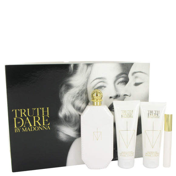 Truth or Dare Gift Set  2.5 oz Eau De Parfum Spray + 2.5 oz Body Lotion + 2.5 oz Shower Gel + .3 oz Mini EDP RollerBall For Women by Madonna