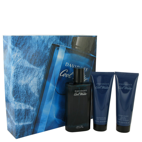 COOL WATER Gift Set  4.2 oz Eau De Toilette Spray + 2.5 oz After Shave Balm + 2.5 oz Shower Gel For Men by Davidoff