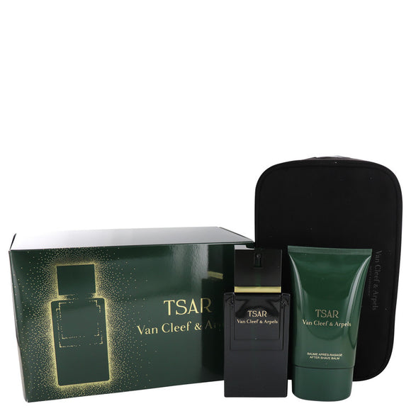 TSAR Gift Set  3.3 oz Eau De Toilette Spray + 3.3 oz After Shave Balm in Pouch For Men by Van Cleef & Arpels