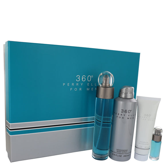 perry ellis 360 Gift Set  3.4 oz Eau De Toilette Spray + 6.8 oz Body Spray + 3 oz Shower Gel + .25 oz Mini EDT Spray For Men by Perry Ellis