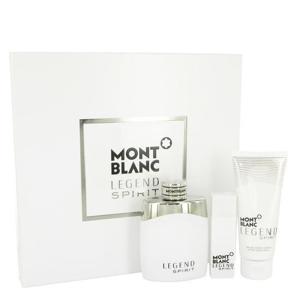 Montblanc Legend Spirit Gift Set - 3.3 oz Eau De Toilette Spray + 0.5 oz Mini EDT Spray + 3.3 oz After Shave Balm For Men by Mont Blanc