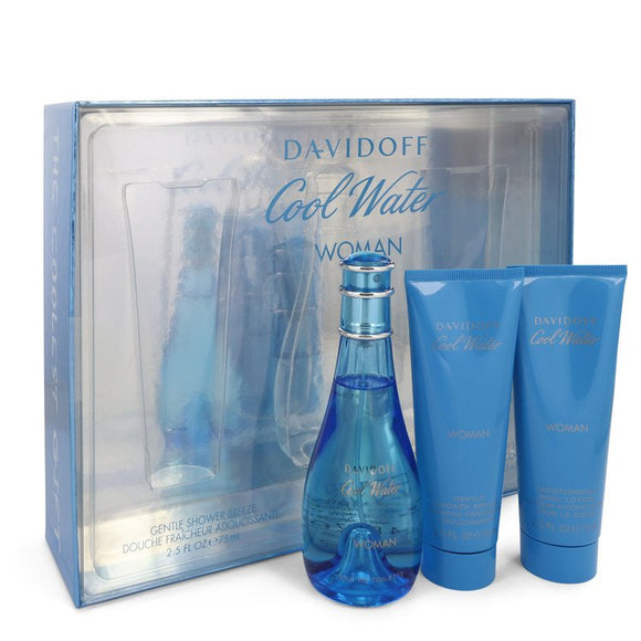 COOL WATER Gift Set  3.4 oz Eau De Toilette Spray + 2.5 oz Body Lotion + 2.5 oz Shower Breeze For Women by Davidoff