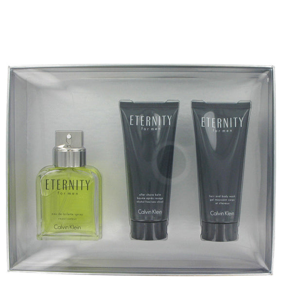 ETERNITY Gift Set  3.4 oz Eau De Toilette Spray + 3.4 oz After Shave Balm + 3.4 oz Body Wash For Men by Calvin Klein