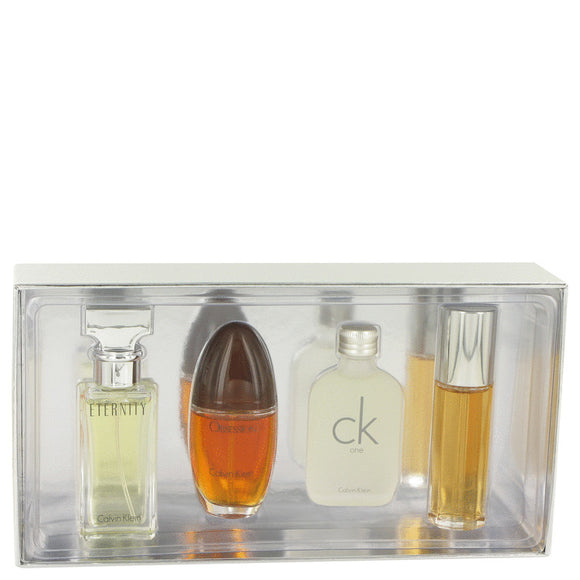 Obsession Gift Set - Mini Variety Gift Set Includes Eternity, Obsession Ck One, Escape, All 1/2 oz Sprays Except CK One is a Splash For Women by Calvin Klein