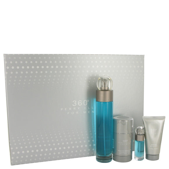 Perry Ellis 360 Gift Set - 3.4 oz Eau De Toilette Spray + 2.75 oz Alcohol Free Deodorant Stick + 1.7 oz Shower Gel + .25 oz Mini EDT Spray For Men by Perry Ellis