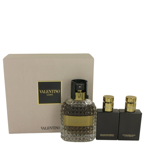 Valentino Uomo Gift Set  3.4 oz Eau De Toilette Spray + 1.7 oz Shower Gel + 1.7 oz After Shave Balm For Men by Valentino