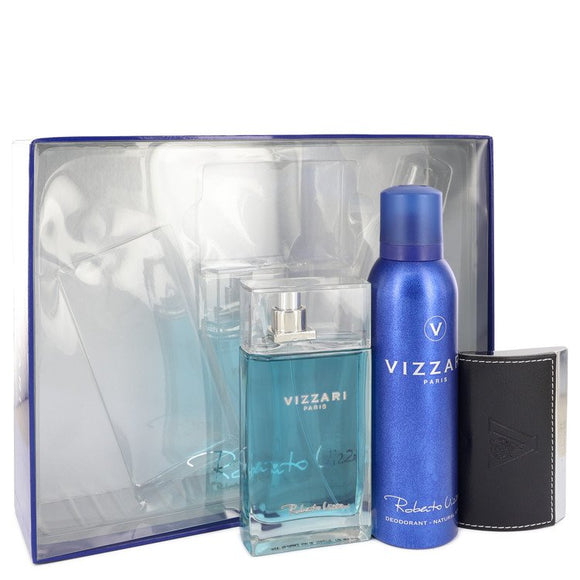 Vizzari Gift Set  3.3 oz Eau De Toilette Spray + 6.6 oz Deodorant Spray + Card Holder For Men by Roberto Vizzari