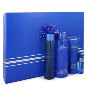 Perry Ellis 360 Very Blue Gift Set  3.4 oz Eau De Toilette Spray + .25 oz Mini EDT Spray + 3 oz Shower Gel + 6.8 oz Body Spray For Men by Perry Ellis
