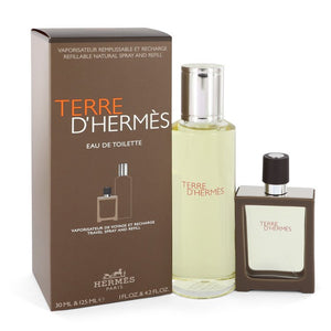 Terre D`Hermes Gift Set  4.2 oz Eau De Toilette + 1 oz EDT Spray Refillable For Men by Hermes