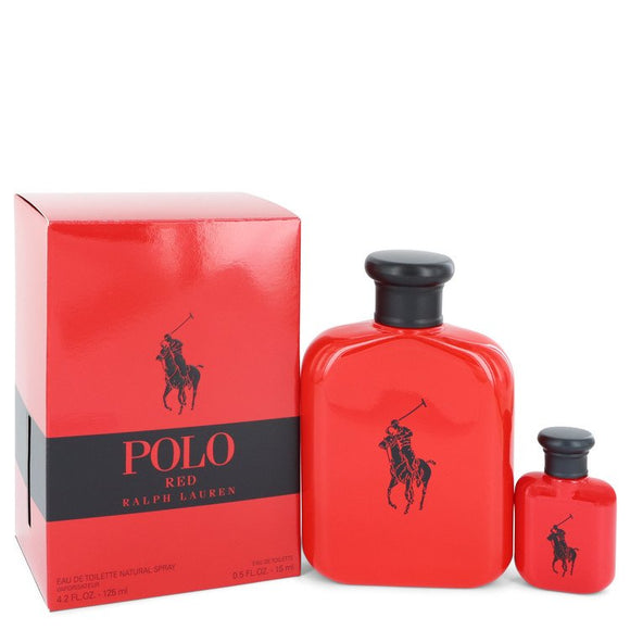 Polo Red Gift Set  4.2 oz Eau De Toilette Spray + 0.5 oz Mini EDT For Men by Ralph Lauren