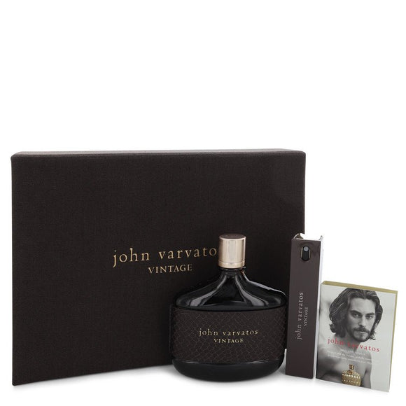 John Varvatos Vintage Gift Set  4.2 oz Eau De Toilette Spray + 0.57 oz Mini EDT Spray + 0.05 oz Vial (sample) For Men by John Varvatos