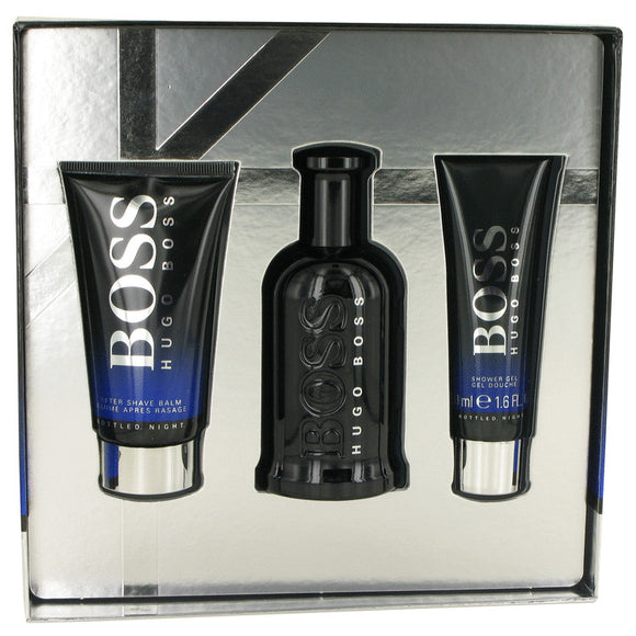 Boss Bottled Night Gift Set  3.4 oz Eau De Toilette Spray + 1.6 oz Shower Gel + 2.5 oz After Shave Balm For Men by Hugo Boss