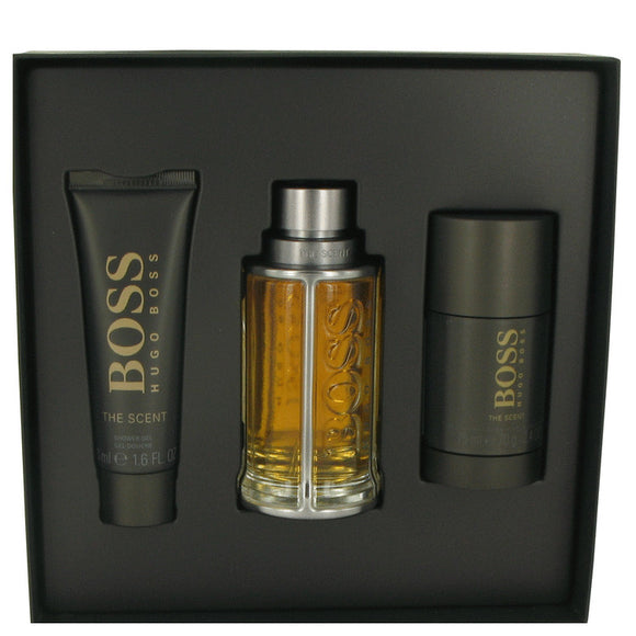Boss The Scent Gift Set  3.3 oz Eau De Toilette Spray + 1.6 oz Shower Gel + 2.4 oz Deodorant Stick For Men by Hugo Boss
