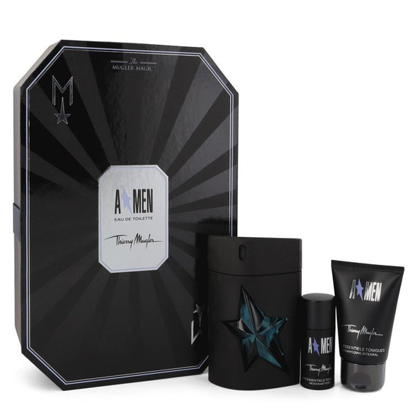 ANGEL Gift Set  3.4 oz Eau De Toilette Spray + 1.7 oz Hair & Body Shampoo + 0.7 oz Deodorant Stick in Hard Box For Men by Thierry Mugler
