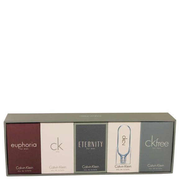Eternity Gift Set - Deluxe Travel Mini Set Includes Euphoria, CK One, Eternity, Ck 2 and CK Free, All are .33 oz Pours For Men by Calvin Klein