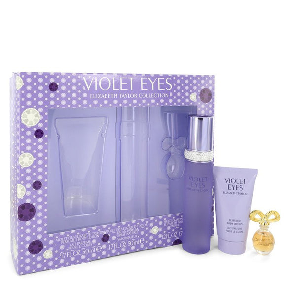 Violet Eyes Gift Set  1.7 oz Eau De Parfum Spray + 1.7 oz Body Lotion + .12 oz Mini EDP White Diamonds For Women by Elizabeth Taylor