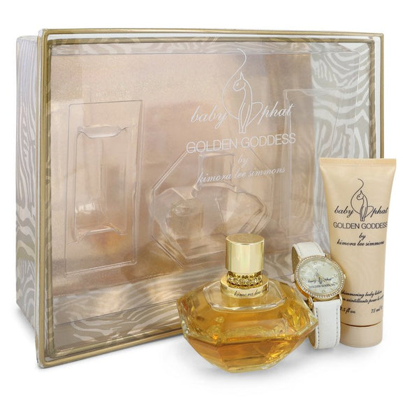 Golden Goddess Gift Set  3.4 oz Eau De Parfum Spray + 2.5 oz Body Lotion + Watch For Women by Kimora Lee Simmons