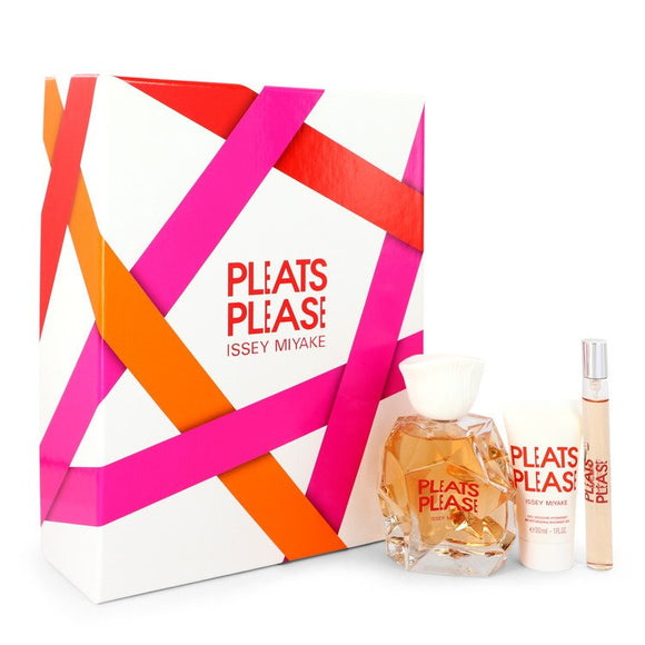 Pleats Please Gift Set  3.3 oz Eau De Toilette Spray + 0.3 oz Mini EDT Spray + 1 oz Shower Gel For Women by Issey Miyake