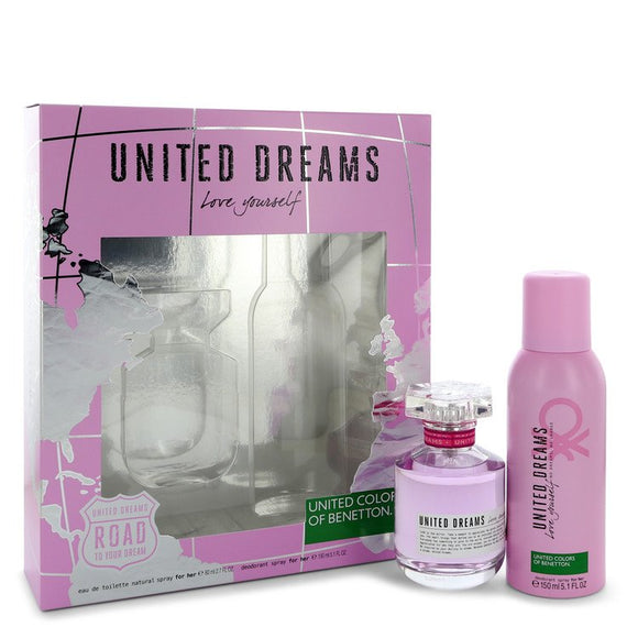 United Dreams Love Yourself Gift Set  2.7 oz Eau De Toilette Spray + 5.1 oz Deodorant Spray For Women by Benetton