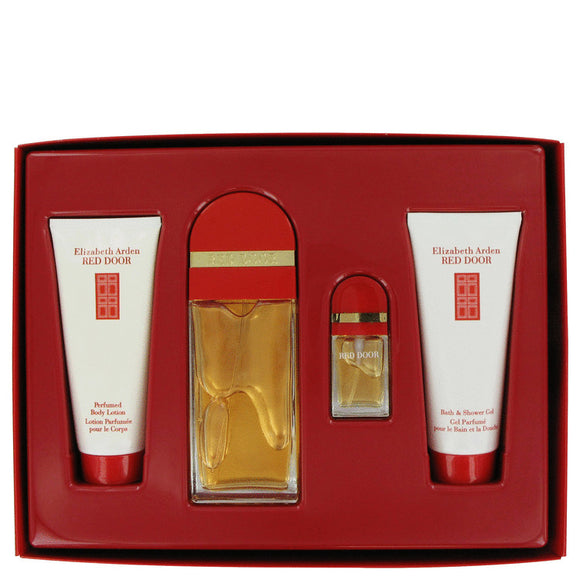 RED DOOR Gift Set  3.3 oz Eau De Toilette Spray + .33 Eau De Toilette Spray + 3.3 oz Body Lotion + 3.3 oz Shower Gel For Women by Elizabeth Arden
