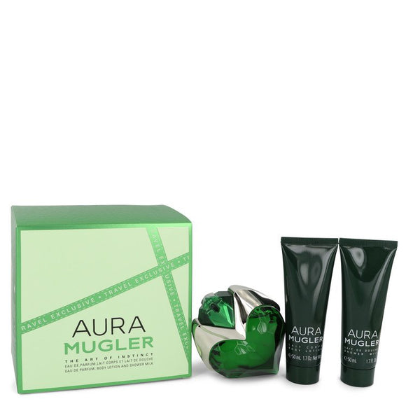 Mugler Aura Gift Set  1.7 oz Eau De Parfum Spray + 1.7 oz Body Lotion + 1.7 oz Shower Milk For Women by Thierry Mugler