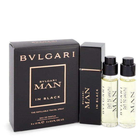 Bvlgari Man In Black 3 x  Eau De Parfum Refillable Spray For Men by Bvlgari