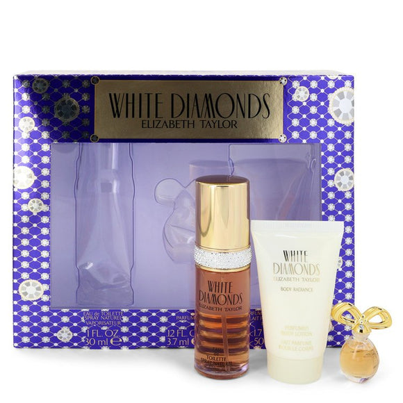WHITE DIAMONDS Gift Set  1 oz Eau De Toilette Spray + .12 oz Min EDP + 1.7 oz Body Lotion For Women by Elizabeth Taylor