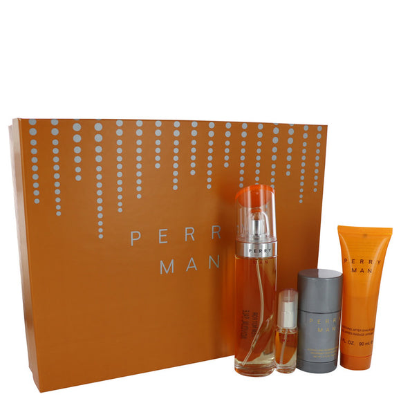 Perry Man Gift Set  3.4 oz Eau De Toilette Spray + 3 oz After Shave Gel + 2.75 oz Deodorant Stick + .25 oz Mini EDT Spray For Men by Perry Ellis