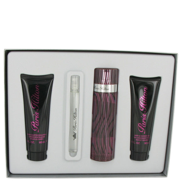 Paris Hilton Gift Set  3.4 oz Eau De Parfum Spray + 3 oz Body Lotion + 3 oz Shower Gel + .34 oz  Mini EDP Spray For Women by Paris Hilton