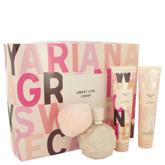 Sweet Like Candy Gift Set  3.4 oz Eau De Parfum Spray + 3.4 oz Body Souffle + 3.4 oz Bath & Shower Gel For Women by Ariana Grande