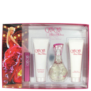 Can Can Gift Set  3.4 oz Eau De Parfum Spray + 3 oz Shower Gel + 3 oz Body Lotion + .25 oz Travel Eau De Parfum Roll On Stick For Women by Paris Hilton