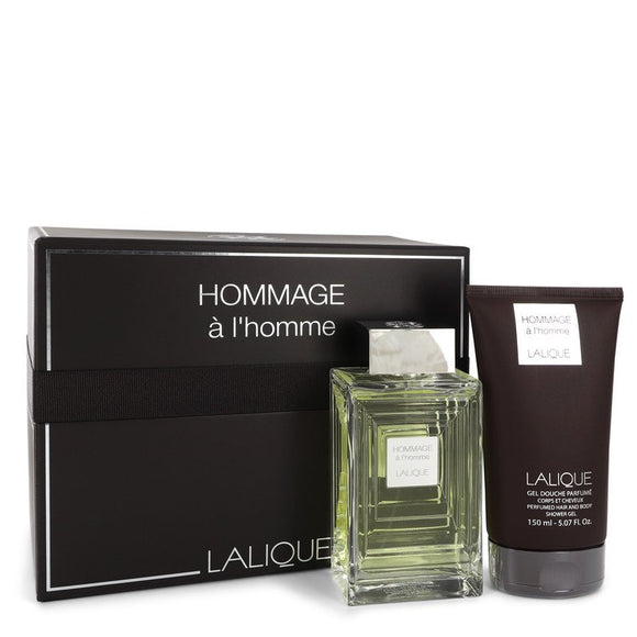 Lalique Hommage a L`Homme Gift Set  3.3 oz Eau De Toilette Spray + 5.7 oz Shower Gel For Men by Lalique