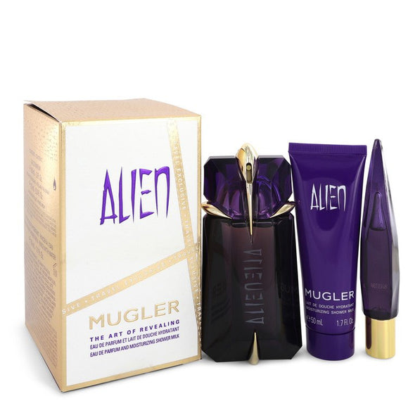 Alien Gift Set  2 oz Eau De Parfum Spray + .3 oz Mini EDP Refillable Spray + 1.7 oz Shower Gel For Women by Thierry Mugler