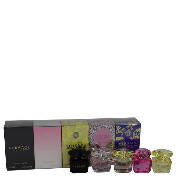 Crystal Noir Gift Set - Miniature Collection Includes Crystal Noir, Bright Crystal, Yellow Diamond, Bright Crystal Absolu and Yellow Diamond Intense For Women by Versace