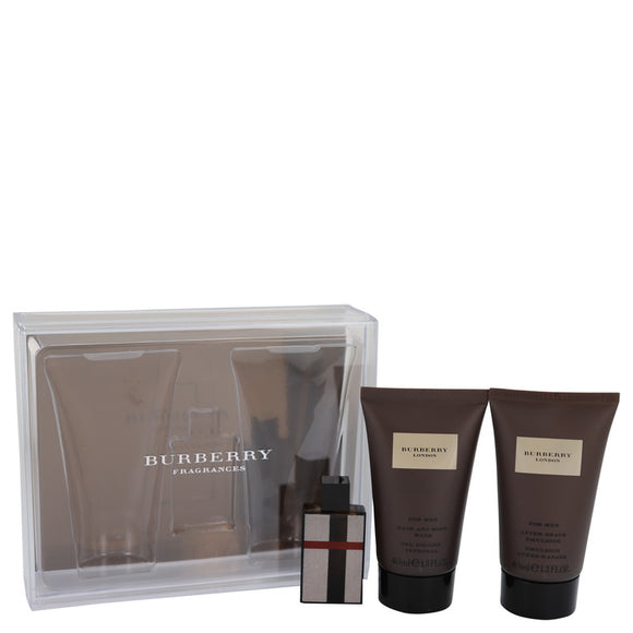 Burberry London (new) Gift Set - .15 oz Mini EDT + 1.3 oz Hair & Body Wash + 1.3 oz  After Shave Emulsion For Men by Burberry