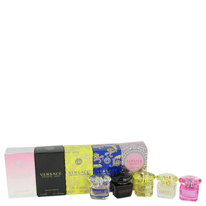 Bright Crystal Gift Set  Miniature Collection Includes .17 oz minis of Crystal Noir, Bright Crystal, Yellow Diamond, Bright Crystal Absolu and Yellow Diamond Intense For Women by Versace