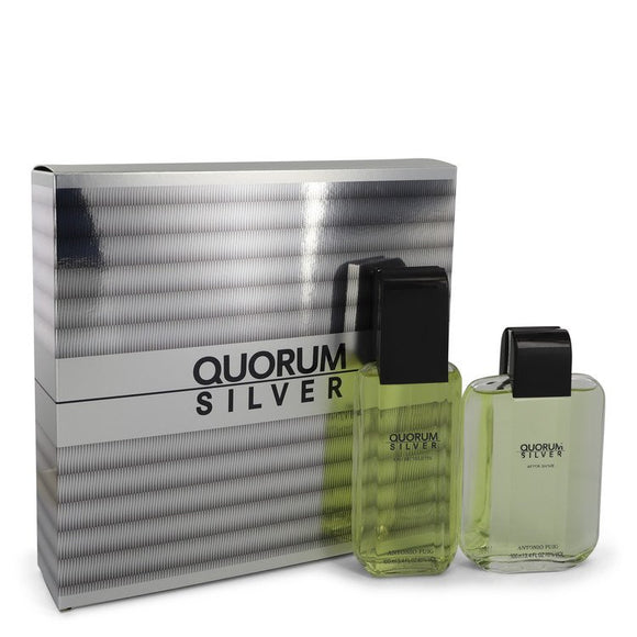 Quorum Silver Gift Set  3.4 oz Eau De Toilette Spray + 3.4 oz After Shave For Men by Puig