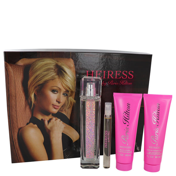 Paris Hilton Heiress Gift Set  3.4 oz Eau De Parfum Spay + .34 oz Mini EDP Pen Spray + 3 oz Body Lotion + 3 oz Shower Gel For Women by Paris Hilton