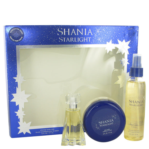 Shania Starlight Gift Set - 1.7 oz Eau De Toilette Spray + 6.7 oz Shimmer Body Mist + 6 oz Body Souffle For Women by Stetson