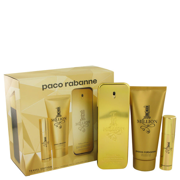 1 Million Gift Set  3.4 oz Eau De Toilette Spray + .34 oz Mini EDT Spray + 3.4 oz Shower Gel For Men by Paco Rabanne