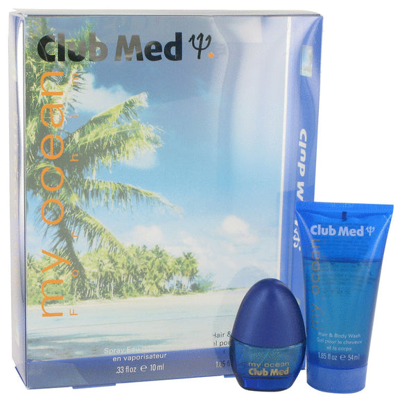 Club Med My Ocean Gift Set  .33 oz Mini EDT Spray + 1.85 oz Hair & Body Wash For Men by Coty