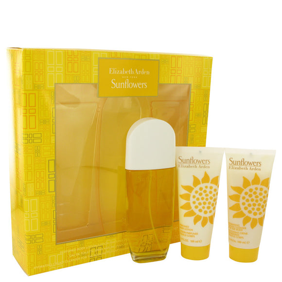 SUNFLOWERS Gift Set  3.3 oz Eau De Toilette Spray + 3.3 oz Hydrating Cream Cleanser + 3.3 oz Body Lotion For Women by Elizabeth Arden