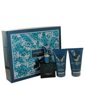 Versace Eros Gift Set - 1.7 oz Eau De Toilette Spray + 1.7 Shower Gel + 1.7 oz After Shave Balm For Men by Versace